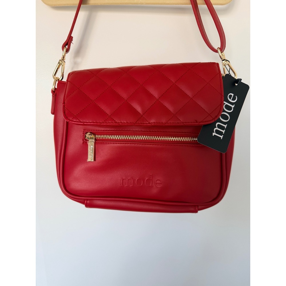 Mode Los Angeles Crimson Red Quilted Crossbody Bag NWT